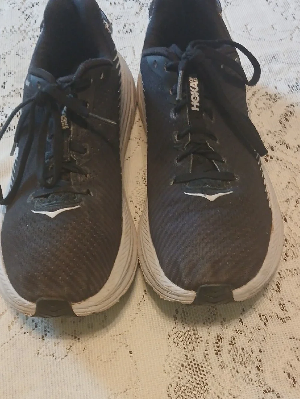Hoka Black and White Road Running Shoes